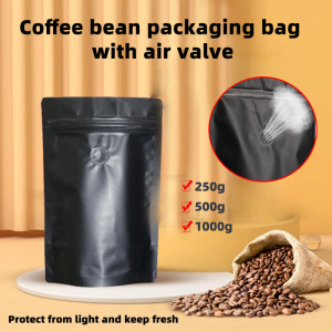 [clearance]50PCS Stand Up Pouch Coffee Bag with  Ziplock and Air Valve for Coffee Beans Nutdried Tea Leaf Food Storage Packaging Bag