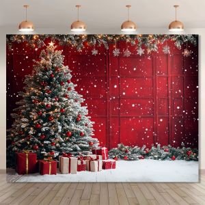 VIKAMA Red Gold Christmas Tree Tapestry Living Room Feature Wall Hanging Christmas Party Festive Atmosphere Room Decor