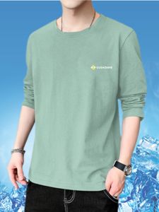 Pure Cotton Long Sleeves T-Shirt Men Summer Thin Breathable Sweat Absorbing Outdoor Sports Sun Protection Clothing Bottoming Shirt