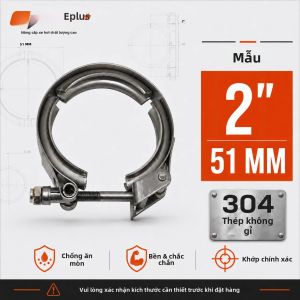 Kẹp Ống Xả Chữ V Bằng Thép Không Gỉ 304 EPLUS Universal Kẹp Nhanh Kích Thước 1.5~6 Inch Loại T Bolt Dùng Cho Ống Turbo Xe Hơi