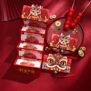 OKDEALS Paper Folding Red Envelope 6/10 Card Position Thickened Lucky Red Bag Chinese Style Fan Red Pocket Year