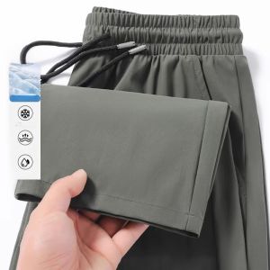 New 2025 Mens Ice Silk Casual Pants Thin Quick Dry Loose Summer Outdoor Workwear Long Trousers Comfortable Breathable Fashion