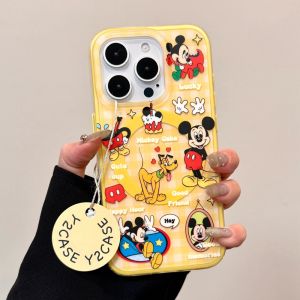 Mickey And Pluto Cartoon Design Magnetic Absorption Phone Case with Stand Full Cover Protection for Apple 16promax Iphone 15promax New 14pro Womens 13pm Mobile Phone Shell