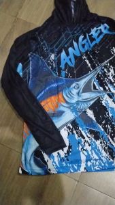 Jersey Mancing Premium Marlin Hitam Dri-Fit Custom Logo & Nama - Tahan Air Warna Hitam