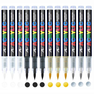 3Pcs/set Acrylic Paint Pens Markers Brush for Rock Painting Glass Stone Wood Tire Ceramic Metal DIY Fabric Canvas