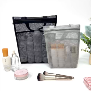 Portable Toiletry Bag Thickened Mesh Handbag with Zipper Beach Wash Bags Personal Travel Organizer