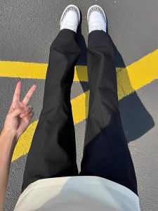 Black Quick Dry Mens Summer Outdoor Sports Straight Leg Micro Flared Workwear Pants American Soft Shell Jacket Trousers