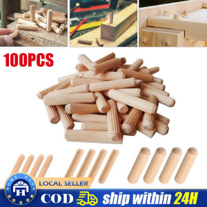 【Local Delivery】 100Pcs/Set Wooden Dowels Hard Wood Grooved Plugs Furniture Fittings Woodwork Grooved Round Fluted Pin Craft CYB-Wood-Craft-Pins