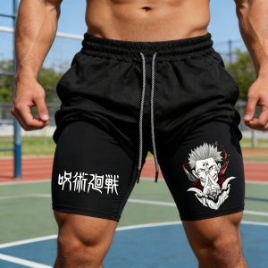Bandai | 2026 Summer Mens Jujutsu Kaisen Anime Graphic 2 in 1 Compression Shorts for Men Quick Dry Gym Performance Shorts Athletic Y2k