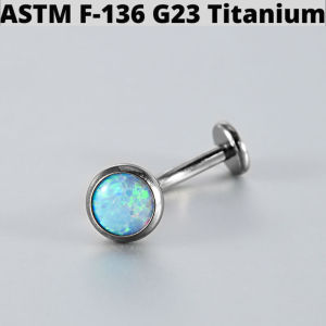 1PC Titanium Zircon Internal Thread Floating Belly Button Rings Fashion Flat Opal Navel Belly Bar Piercing Jewelry For Women Man