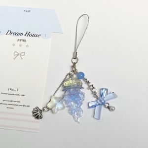 Jellyfish Phone Strap Korean Style Short Marine Life Keychain Lanyard For iPhone Case Decoration Pendant Friend Gift