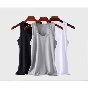 Cotton Vest Men Base Shirt Cotton Sports Fitness Vest Undershirt Solid Color Plus Size Sleeveless T-Shirt Moisture-Wicking