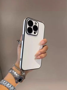 Leather Phone Case with Built-In Lens Film for Apple 16Promax High-End Color Collision Full Cover iPhone 15Pro Couple Simple IP13 Niche 12 Pure Leather 11 Protection plus