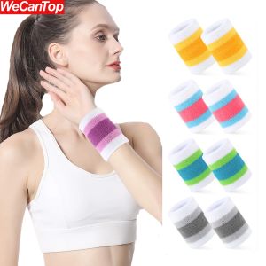 1PC/2PCS Colorful Sports Wristbands - Cotton Sweatbands for Tennis Basketball & Workouts - Breathable & Absorbent (Men & Women)