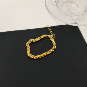 Trendy Gold Woven Titanium Steel Necklace Womens Chunky Chain Design Sense Ins Clavicle Chain Fashion Jewelry Accessory