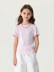 Marc&Janie | Sweet Bow Stretchy Ribbed Girls T-Shirt