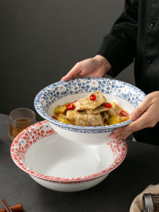 Home Use Restaurant Style Sichuan Spicy Fish Soup Bowl Large Size Bloodworms And Offal Hotpot Ceramic Dish for Hotels And Restaurants