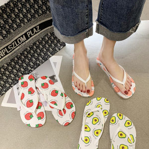Summer Flat Heel Thong Slippers Womens Outdoor Beach Anti-slip Cute Student Sandals New Korean Style Pure Color Flat Bottom