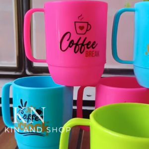 12 PCS CANGKIR KOPI PLASTIK KARAKTER TEBAL TAHAN PANAS