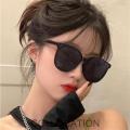 Black Large Frame Polarized Sunglasses Womens Summer Slimming Eyewear Korean Style Big Face Sun Glasses Fashionable round Faces. 