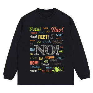 World Language Fun Washed Casual Short Sleeve T-Shirt Mens American Style Retro Sweatshirt Tee Loose Fit Pure Cotton Tee