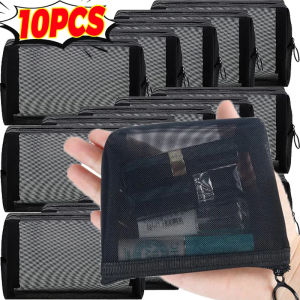 Dizoey กระเป๋าเครื่องสำอางใสกระเป๋าเก็บของตาข่ายแบบพกพาถุงกระเป๋าโททใส่เครื่องสำอางสีดำท่องเที่ยวกลางแจ้งถุงเก็บของซักผ้า