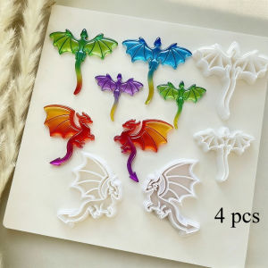 4pcs Fantasy Dragon Polymer Clay Cutters 4Pcs with Clay Knife | Soft Pottery Tools for Womens Earrings Pendants & DIY Crafts