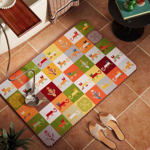 VIKAMA Ethnic Style Bathroom Mat Cat Flower Geometric Style Bathroom Mat Anti Slip And Absorbent Floor Mat Home Decor