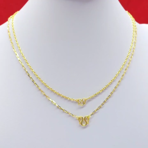 สร้อยคอทองลายโซ่ฝรั่ง ความยาว 16 นิ้ว เทียบเท่า 1 สลึง ทองชุบ ดีไซน์สวยงาม แฟชั่น ทองปลอม มีปลายทาง