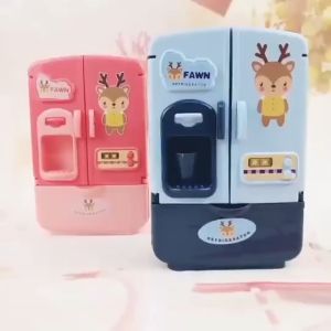 เล่นเด็ก ของเล่นตู้เย็นในครัว ตู้เย็นสองประตูจัดวางได้หลายแบบ จำลอง DIY อุปกรณ์เสริมโมเดลต่างๆสินค้าพร้อมส่ง