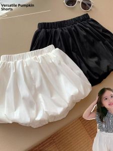 Girls Short Puffy Pumpkin Pants Summer Thin Cotton Polyester Blend Lantern Pants Baby Girls Pure Color Shorts Childrens Clothing