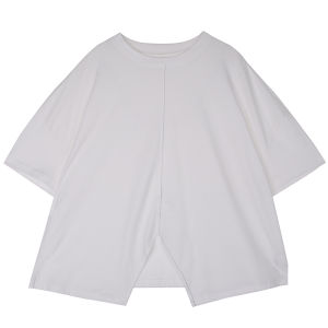 Hidden Search Yamamoto Style Dark Short Sleeve Split T-shirt Womens Summer Personalized Niche Design Asymmetrical Loose Tops Fashion