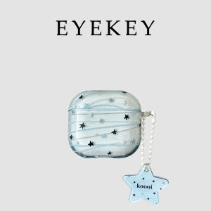 Eyekey Blue Graffiti Star Wireless Bluetooth Earphone Case for Apple AirPods pro 2 AirPods 4 Womens Protective Cover Soft Silicone Shell