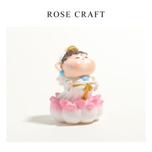 Healing Desk Decoration Buddha Statue Cute Resin Office Decor Gift Birthday Wish You Peace Lovely Desktop Ornament