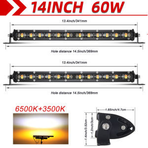 Double Color 6D Led Bar Work Lights Offroad Fog Lamp Truck 12V 24V 8inch 14inch Strobe White Yellow Two Color Light Bars SUV 4x4