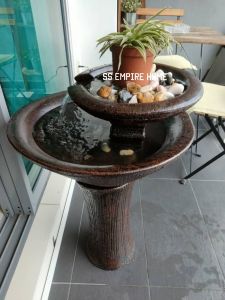 S1 Brown Feng Shui Water Fountain Pond Kolam Air Sandstone Garden Water Feature Balinese 风水流水喷泉瀑布池 Fish Waterfall Home