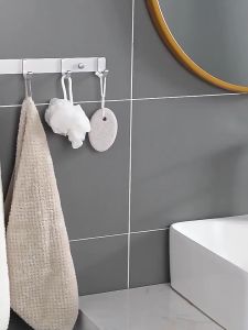 Clothes Hooks Free Punching Black Space Aluminum Coat Wall Hanger Robe Bathroom Towel Hook