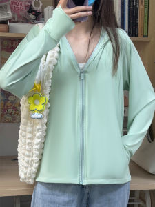 New Upgrade UPF50+ Womens Summer Ice Silk Loose Thin Breathable UV Protection Clothing Comfortable Nylon Long Sleeve Hoodie
