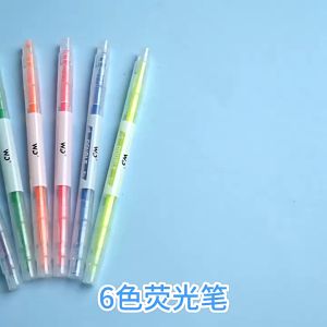 Set Highlighter Dua Sisi Warna isi 6Pcs Pen 2 sisi Diary Marker Stationery Lucu Unik Penanda Buku Warna Warni Pena Penanda PST