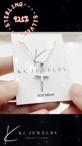 KC Jewelry S925 Silver - White Gold Plated Diamond Sparkle Cross Pendant