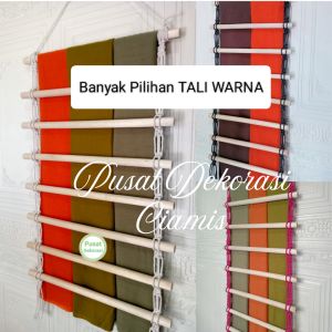 Gantungan Hijab Kayu Macrame Warna Aesthetic / Gantungan Mukena Sajadah