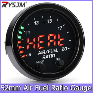 RYSJM | 52MM Air Fuel Ratio Gauge with Wideband O2 Oxygen Sensor Universal 12V Ultra-Thin Round S-Serie LED Digital Display