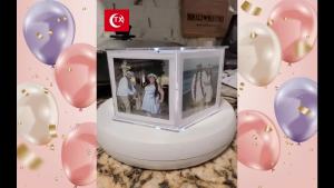 DIY Photo Cake Tiller | Transparent Acrylic Hexagon Cake Display Box | Personalized Photo Frame Cake Topper | Holds Six 9×9cm Pi