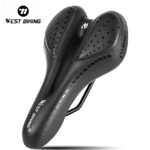 WEST BIKING Comfortable Bike Saddle Gel Painless PU Leather Shockproof Mountain Road BMX Bicycle Cushion Seat Bike Accessories