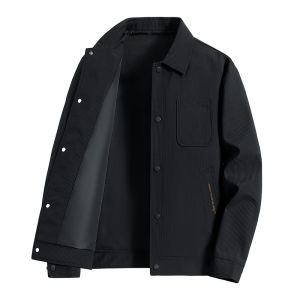 Romon Mens Jacket 2024 New Style Autumn Flip Collar Casual Workwear Outer Thin Coat Spring Autumn Zipper Long Sleeve Standard Fit