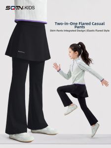SQTN.KIDS | Trendy Split Design Sports Pants for Girls