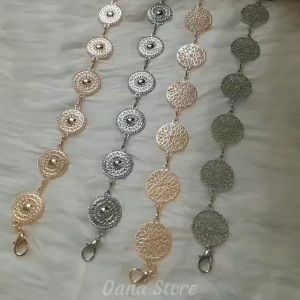 Đai váy vòng tròn họa tiết dây lưng móc xích kim loại