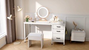 OffiGo 120CM Computer Desk with Drawers Reversible Office Desk with Storage for Home
