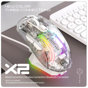 ATTACK SHARK | Attack Shark X2PRO Magnetic Charging Bluetooth Mouse Tri-Mode RGB Lights Transparent Battery Indicator Computer Phone