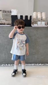 Set bộ thun tay ngắn cho bé trai áo thun cotton quần mềm mại size 1 đến 7 tuổi BERNIE P1124B71